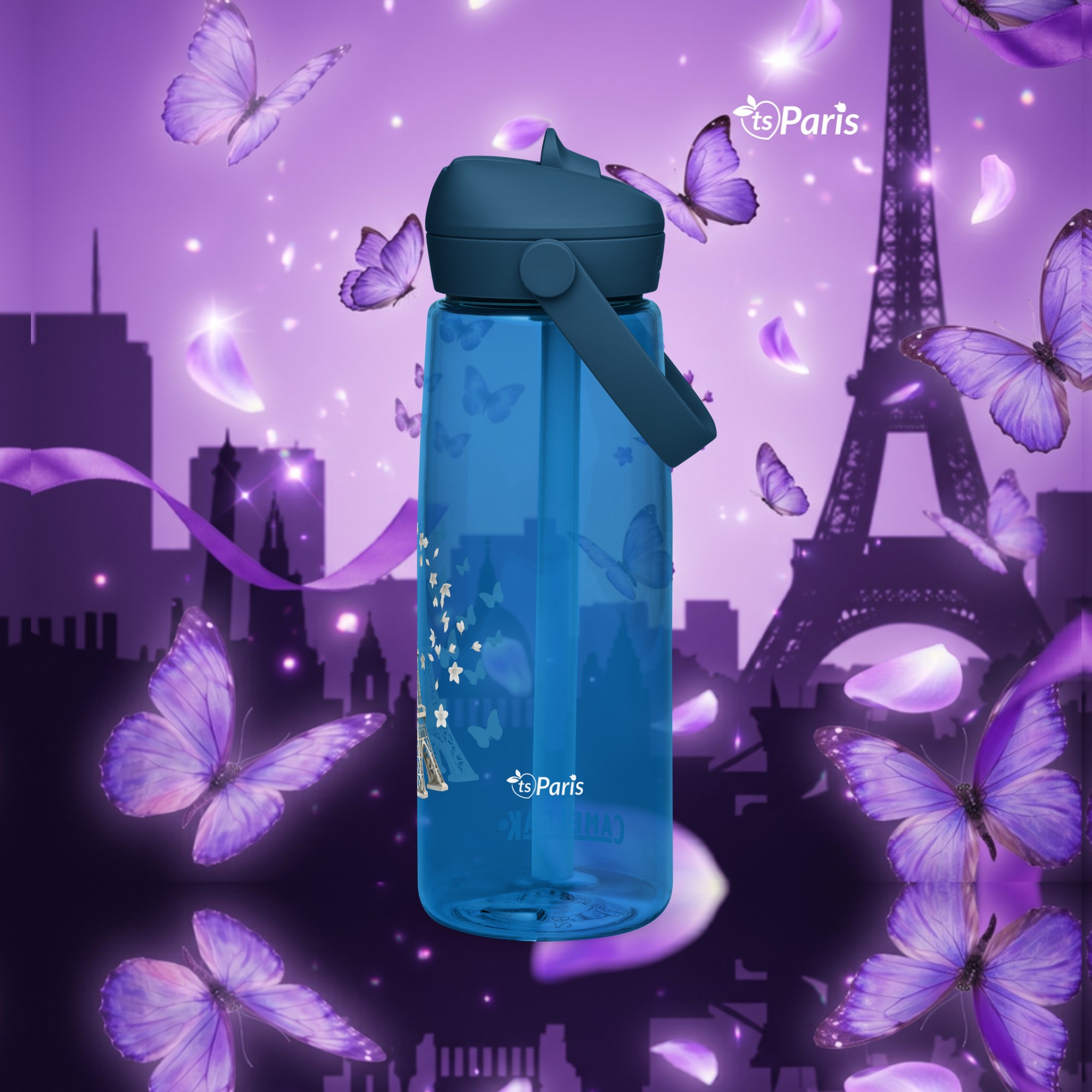 CamelBak® Eddy® par tsgabrielle® • Paris - La Tour Eiffel • Bouteille d’eau sportive • Paille rabattable • 2 couleurs • 25 oz - Oxford Blue - View 5